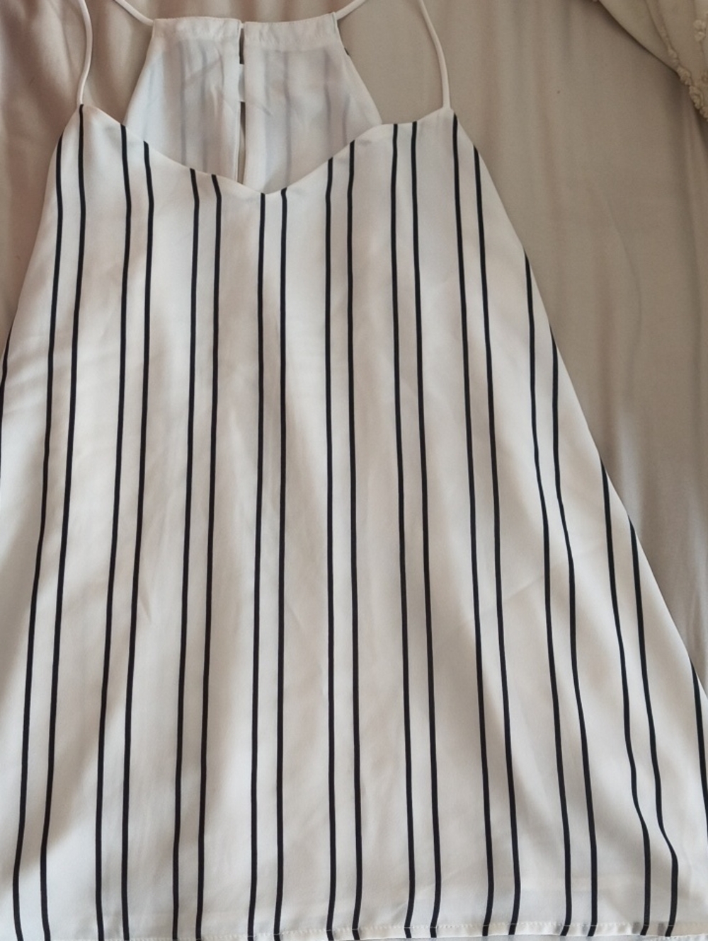 Express White Skirt with Black Vertical Stripes